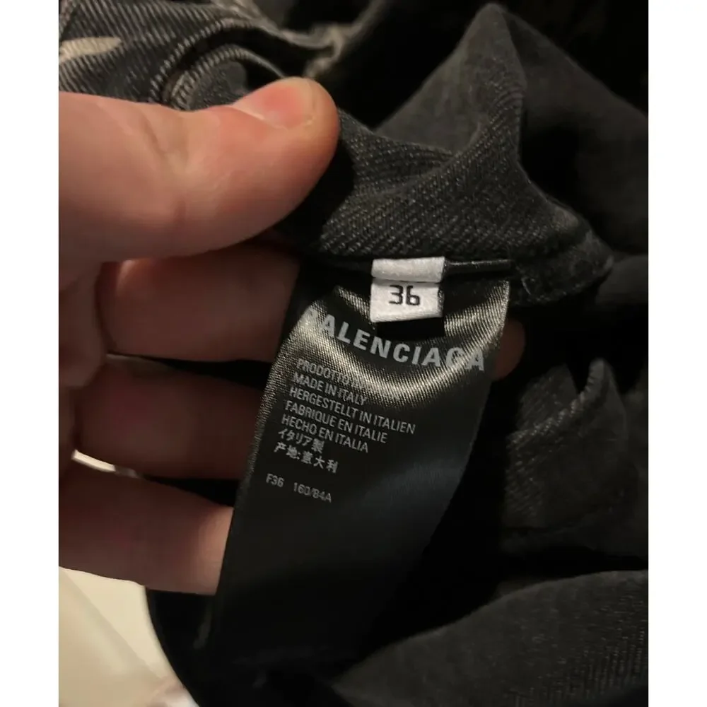 NWOT Balenciaga Black Oversized Denim Jacket IT38/XXS - Picture 5 of 7